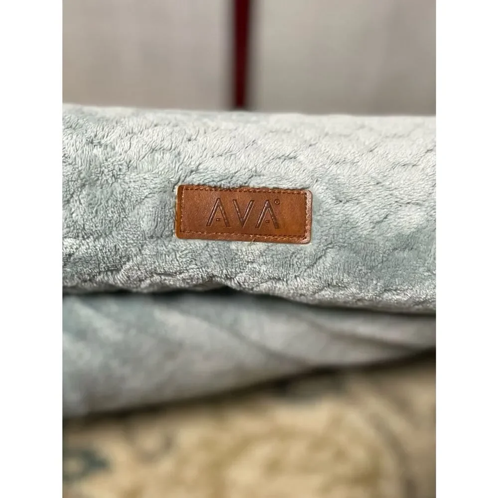 AVA Plush Rectangular Pet Bed in Light Sage Mint Green (18”x 21”) Soft Comfy Bed